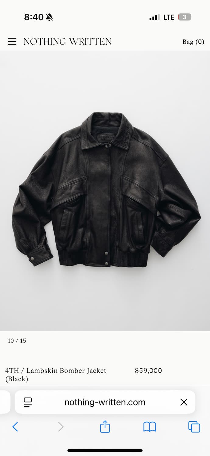 낫띵리튼 램스킨 봄버자켓 블랙 상품이미지1