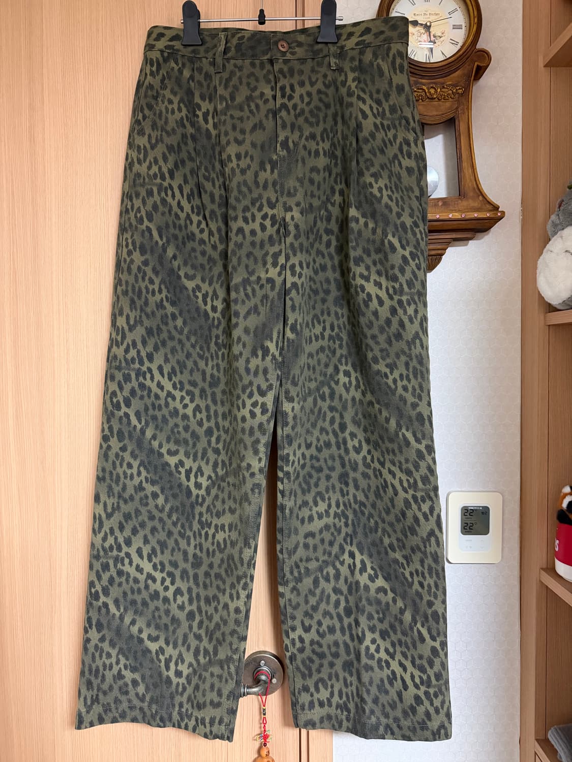 Ersco 레오파드 배기 트라우저 카키 L 상품이미지1