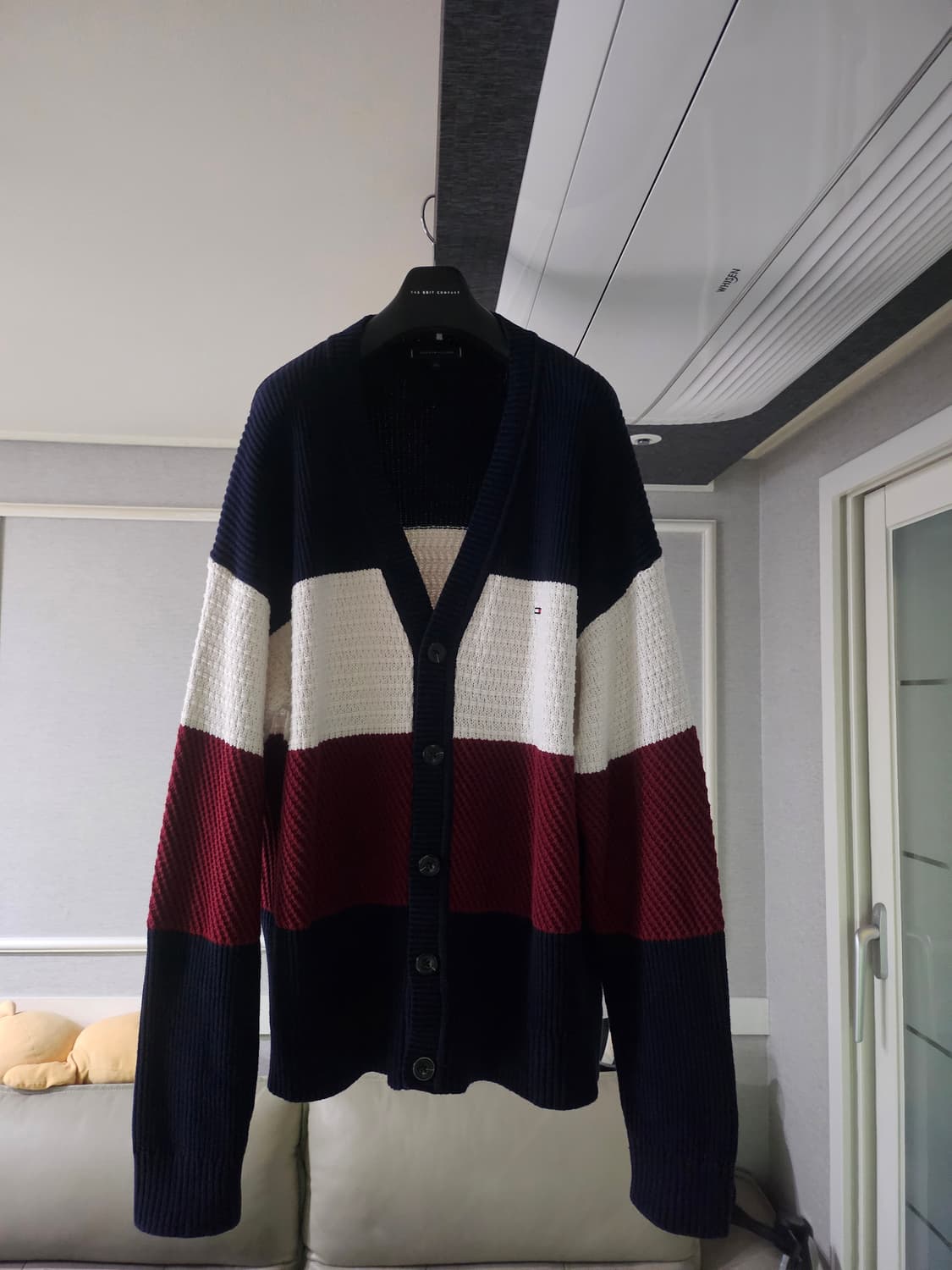 [거의 새것] 타미힐피거 남녀공용 컬러블럭 니트 가디건 xxl 상품이미지1