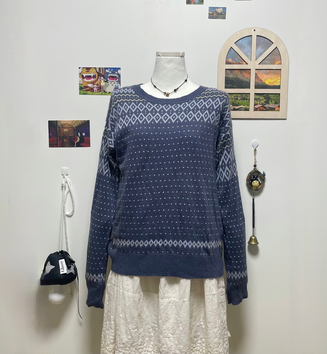 체크 도트 블루 상의세트 #모리걸 #파랑코디 #코디세트 상품이미지4