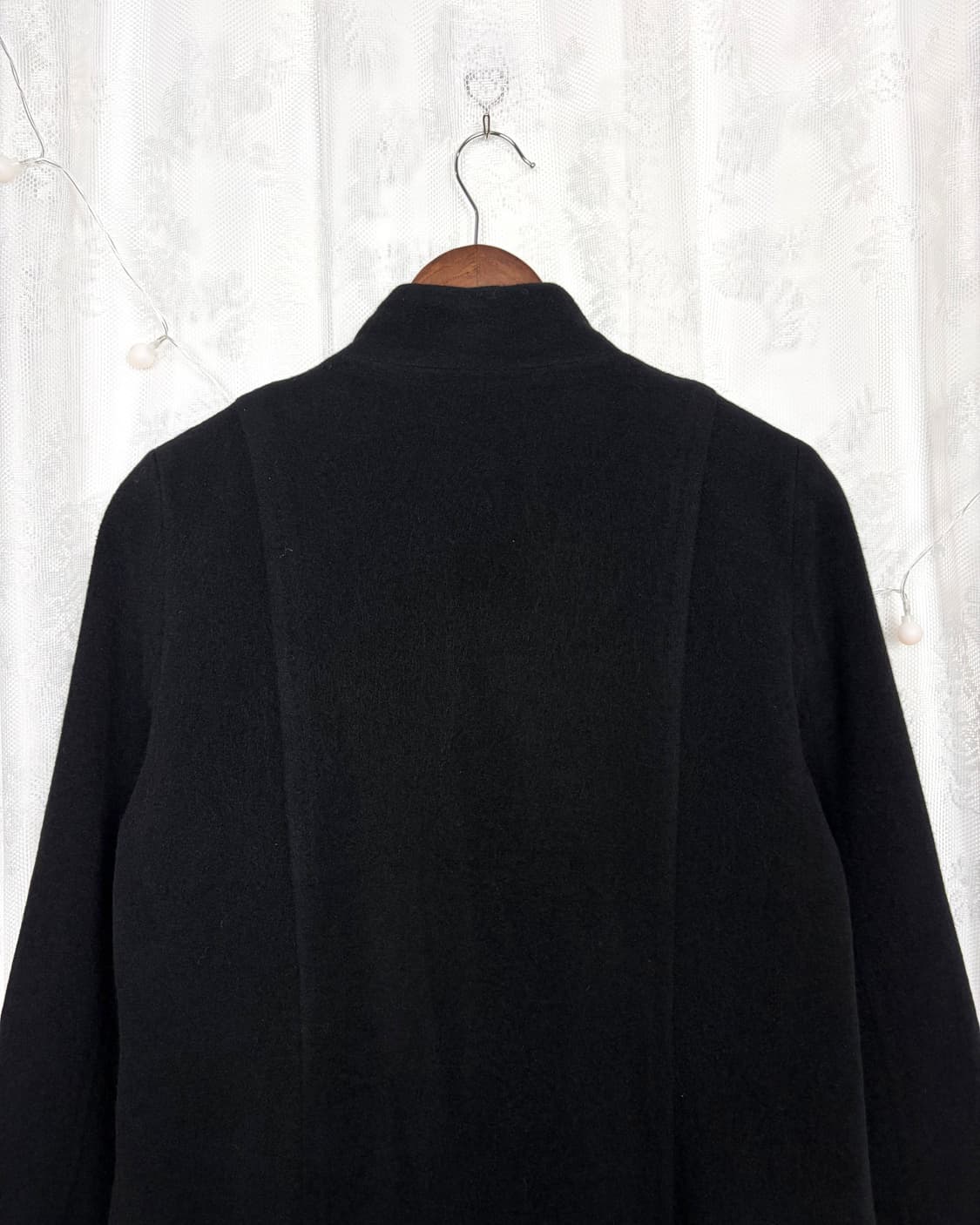 Black angora wool single coat 상품이미지5