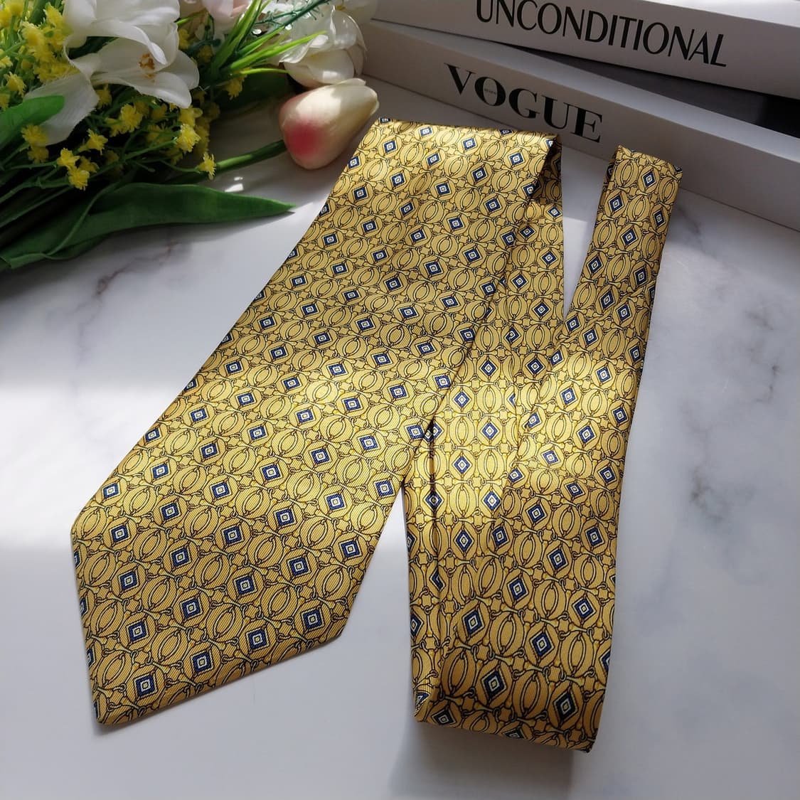 란셀 실크 옐로우 지오메트릭 패턴 넥타이 9.5cm A+등급 K906
 상품이미지4