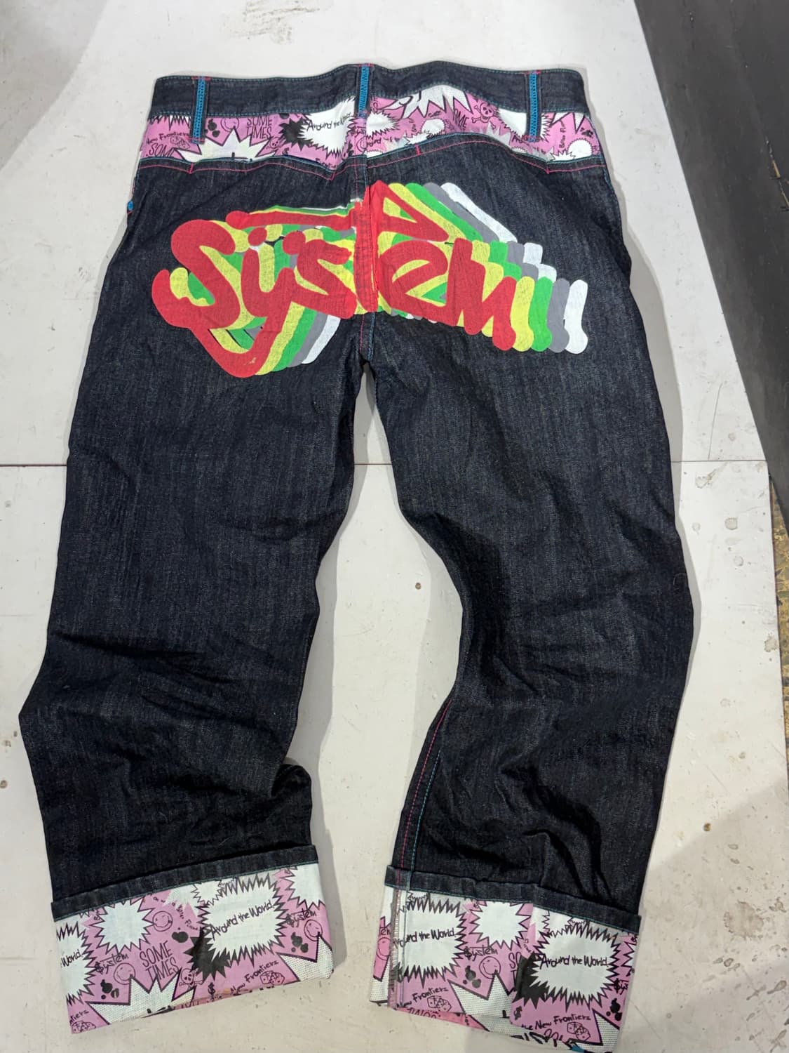 90s JPN 일본 빈티지 락 펑크 프린팅 와이드 데님 팬츠 청바지 상품이미지8