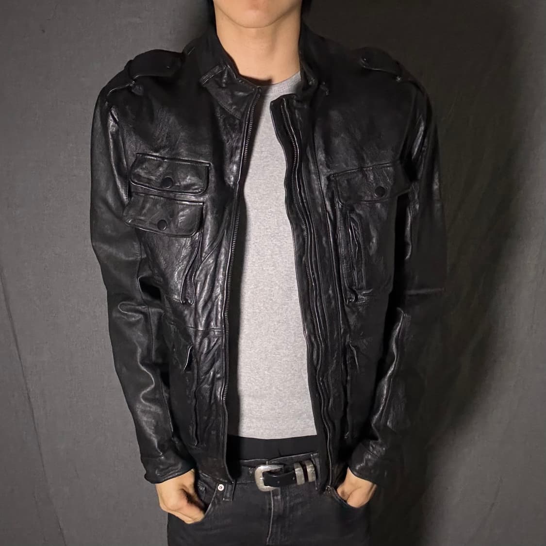 lamb skin pocket leather jacket 상품이미지3