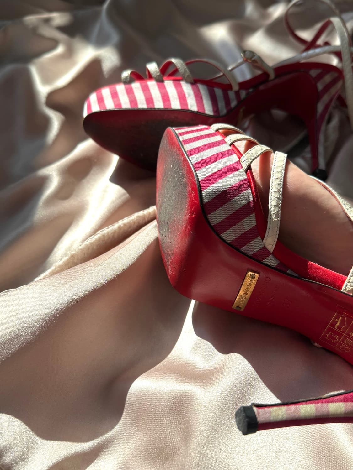 Dolce & Gabbana 스트라이프 스트랩 샌들힐  상품이미지7