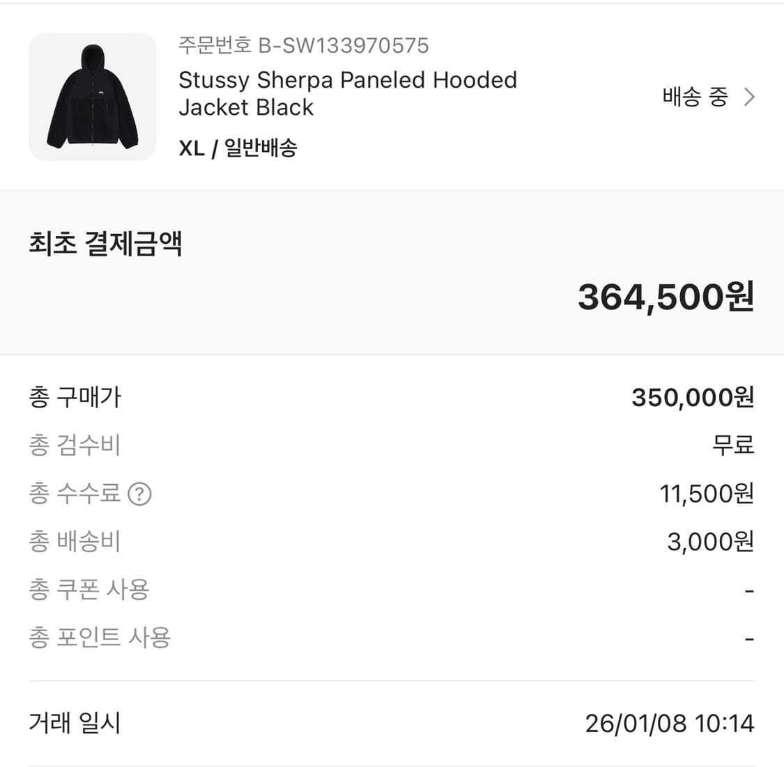 스투시 쉐르파 패널드 후드 자켓 블랙 상품이미지3