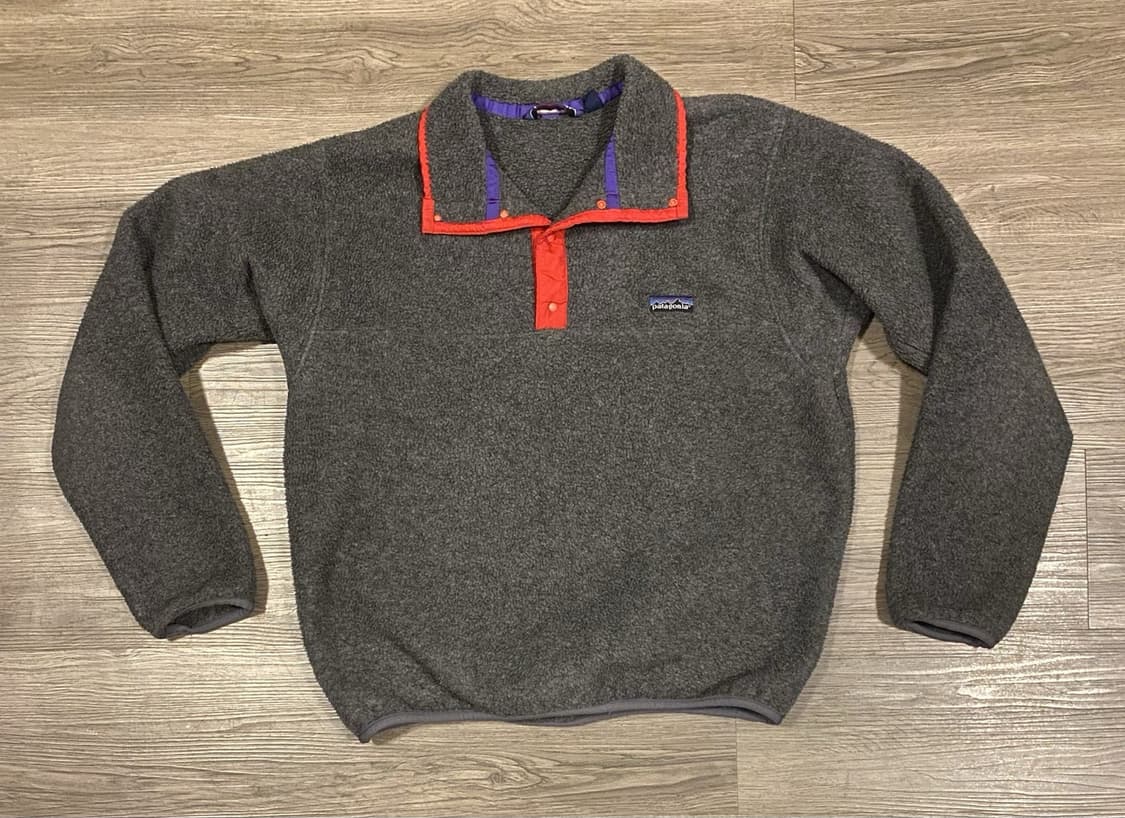 90s 파타고니아 신칠라 스냅-T 그레이/레드 USA 상품이미지1