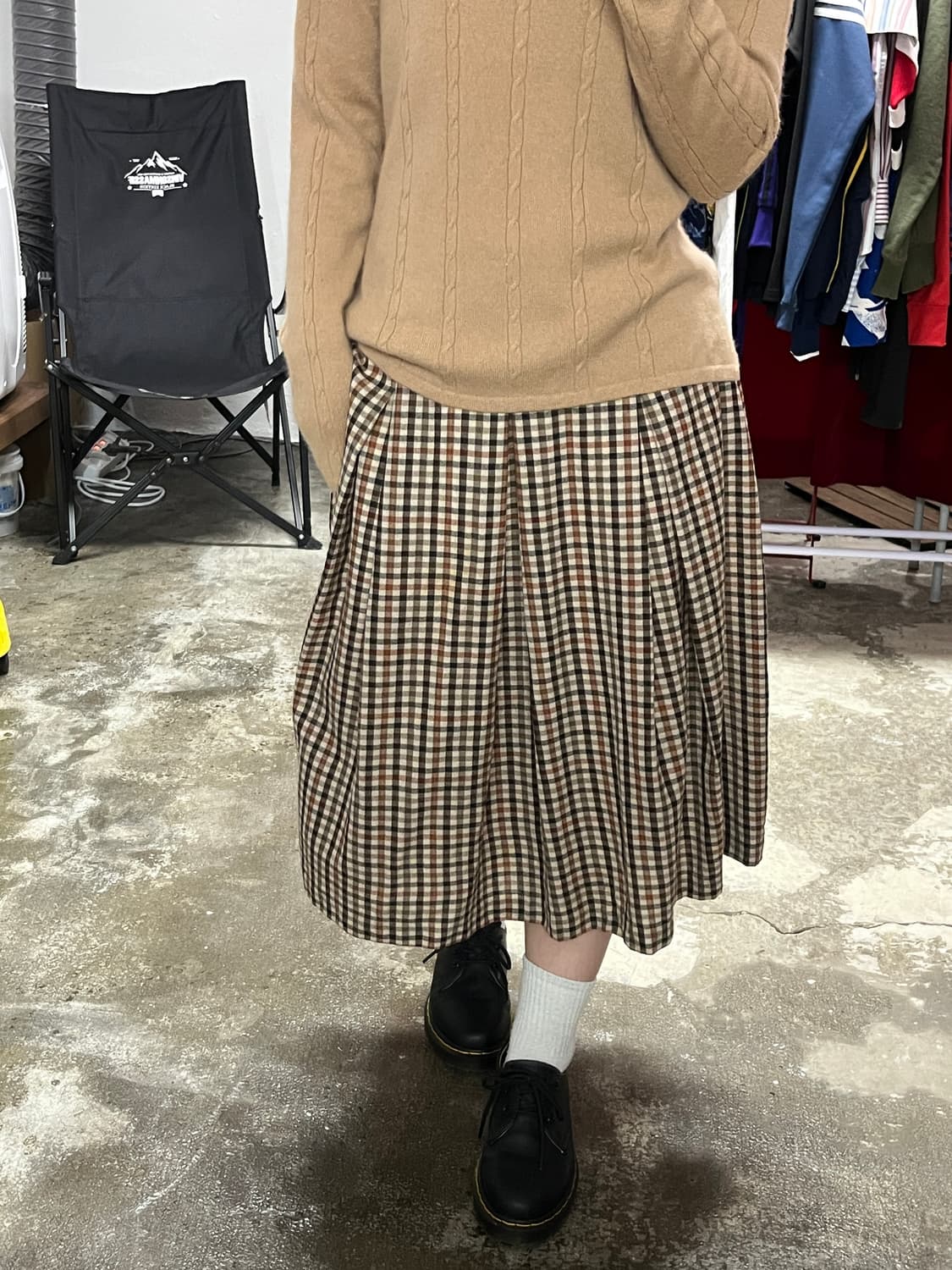 Burberry 버버리 울 100% 플리츠 체크 스커트  상품이미지3