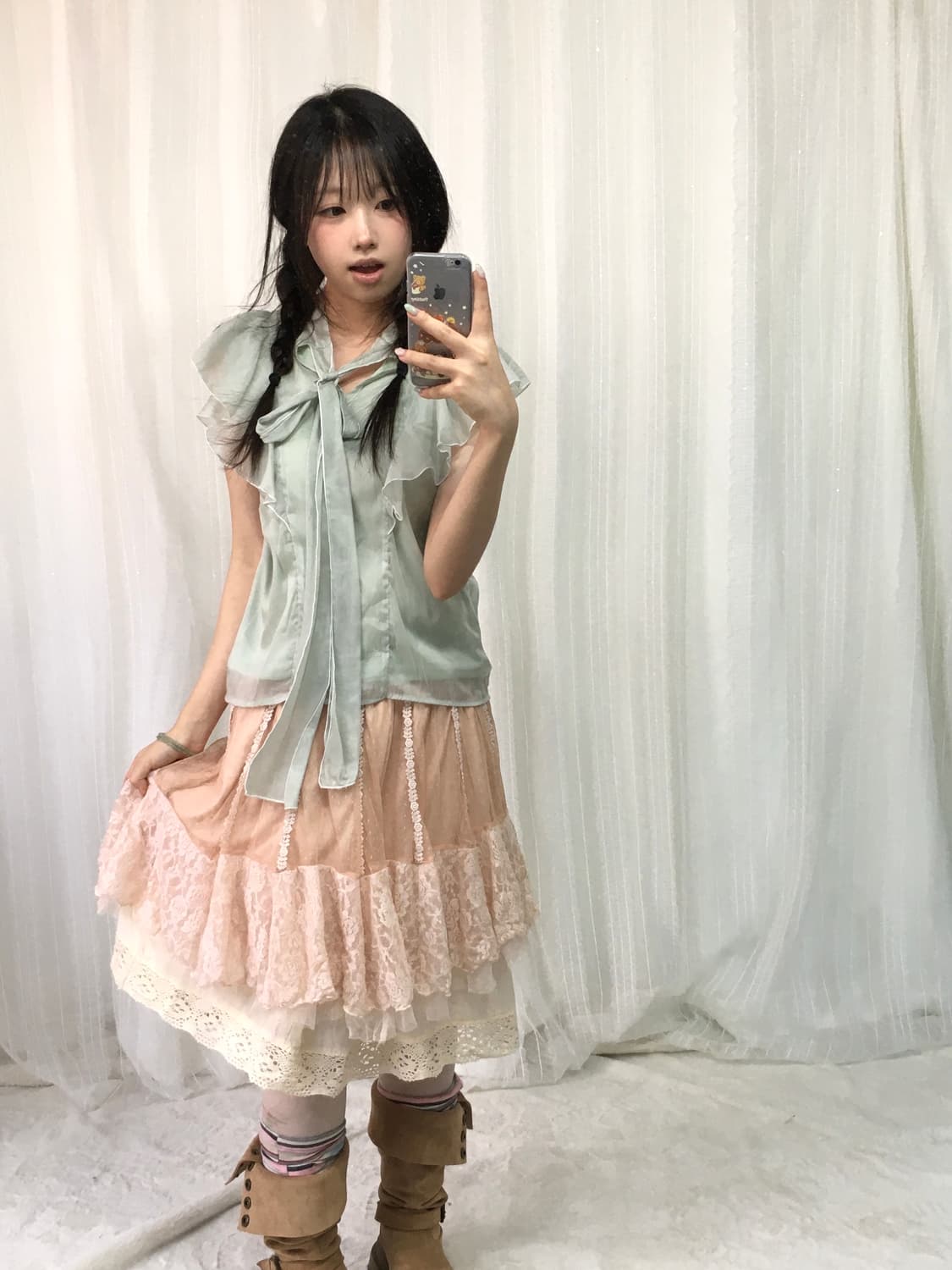 빈티지 플라워 민트 핑크 페어리 코디세트 상품이미지2