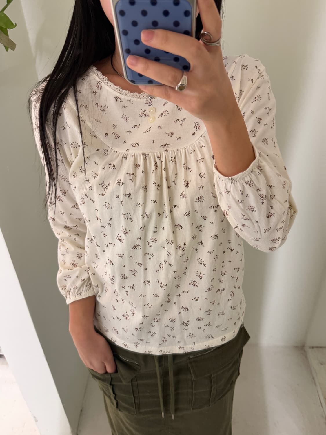 일본빈티지 플라워 잔꽃 롱슬리브 상품이미지1