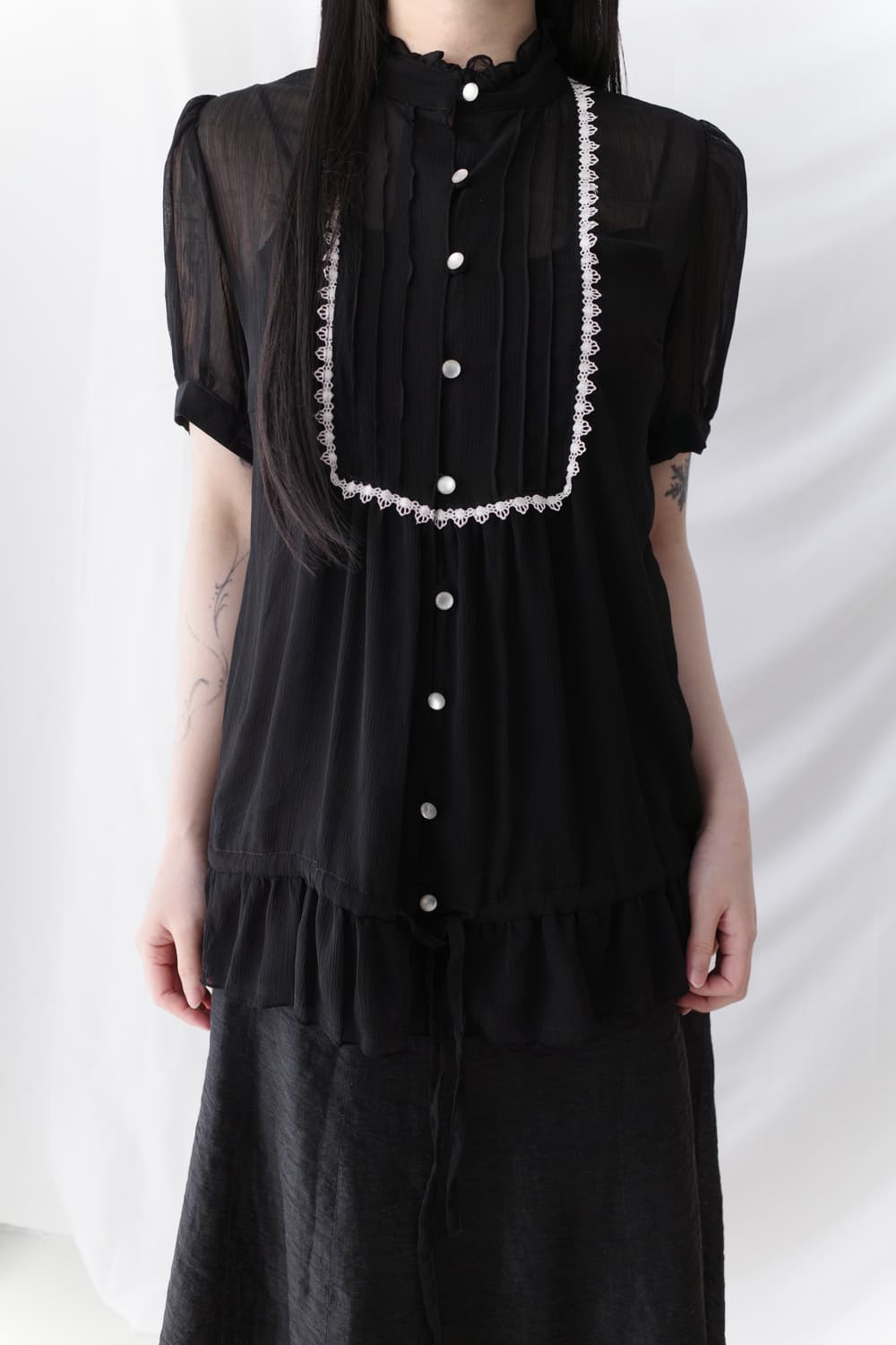 lace see-through half blouse 상품이미지5