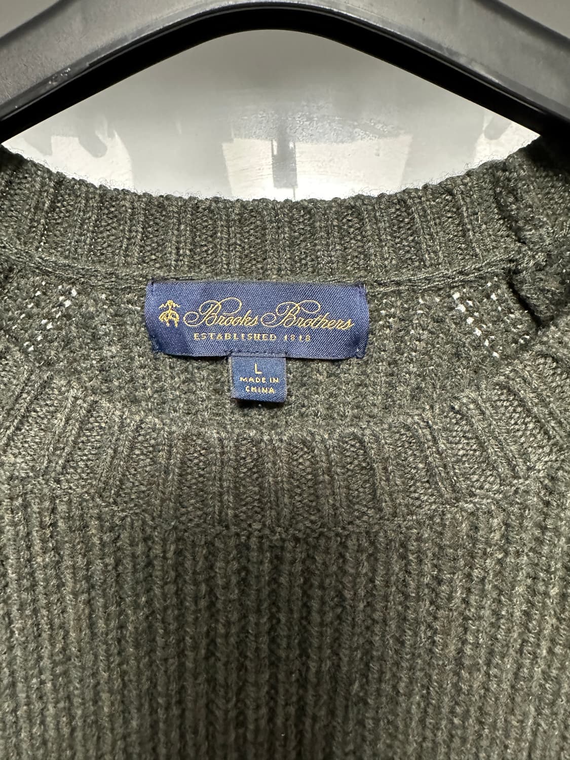 브룩스 브라더스 모100% 니트 카키/브라운 스웨이드패치(105) 상품이미지2