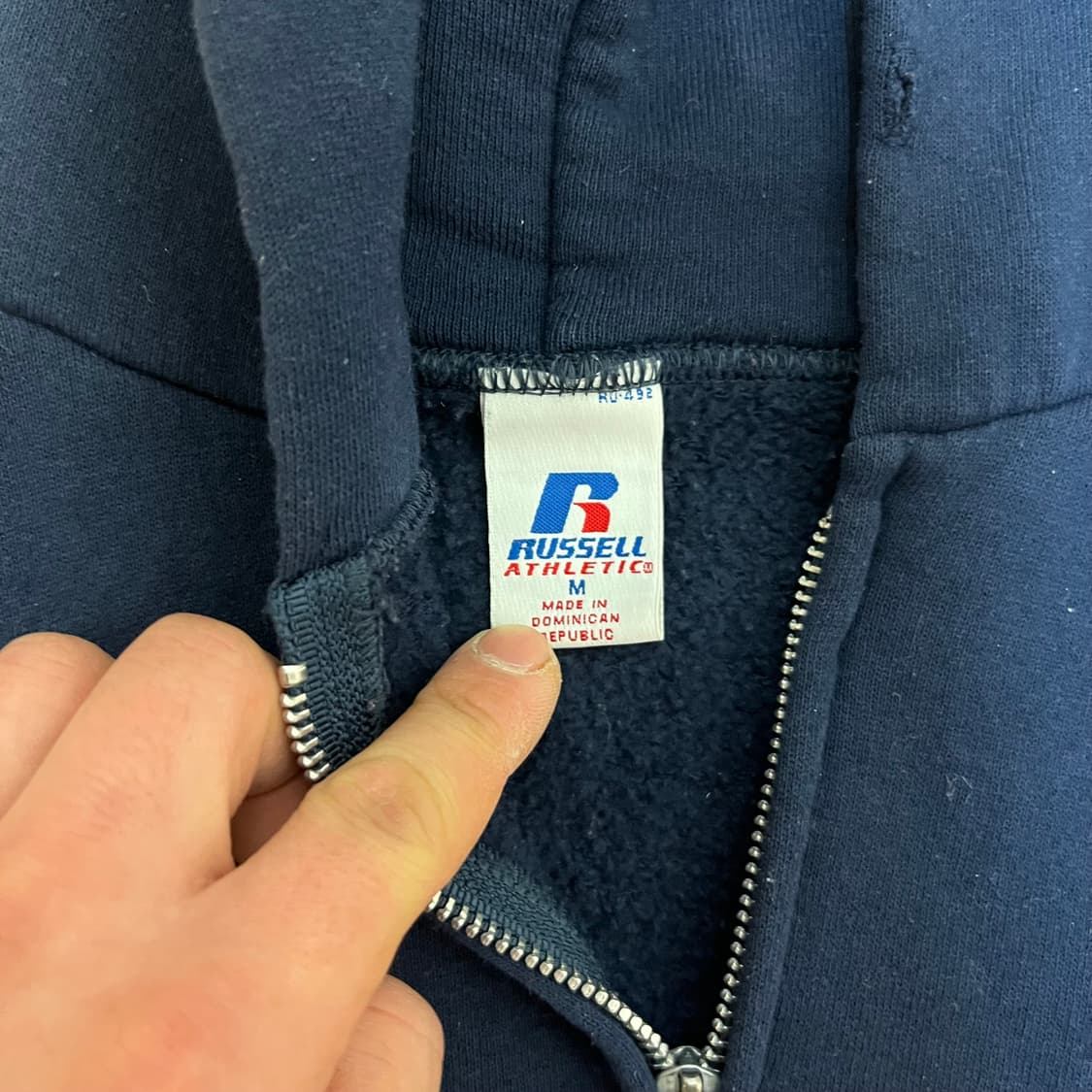 [M] 00s 빈티지 러셀 후드집업 네이비 상품이미지4
