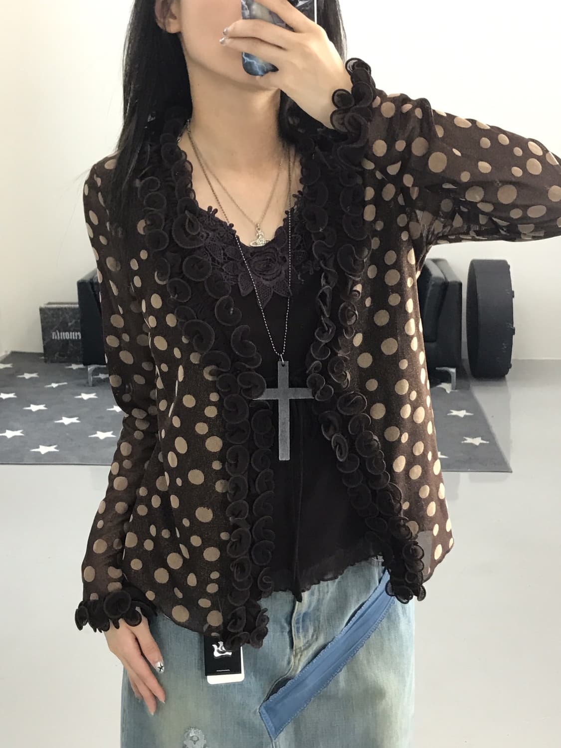 Jpn Brown Dotted Cardigans 상품이미지2
