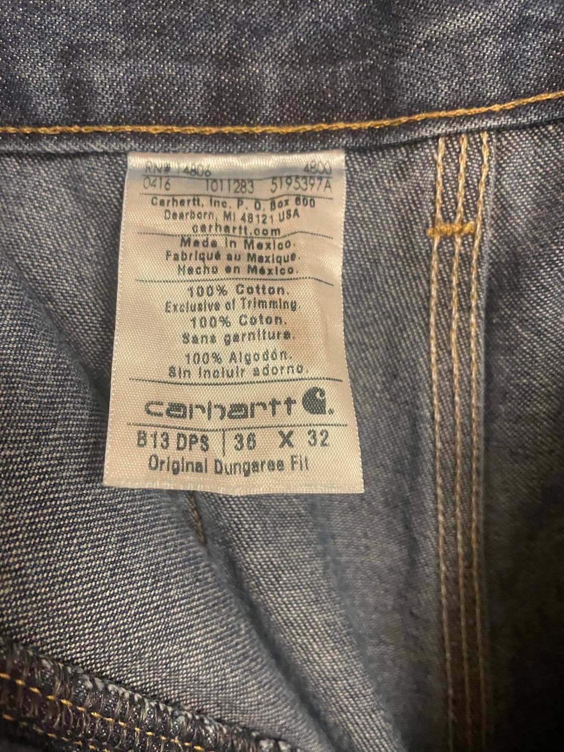 칼하트 USA 싱글니 카펜터 워크 데님 팬츠 상품이미지4