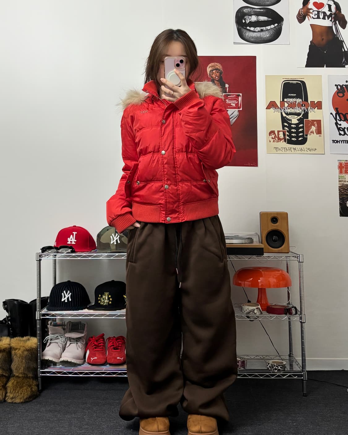 올드 빈티지 퍼 후드 다운 패딩 상품이미지4