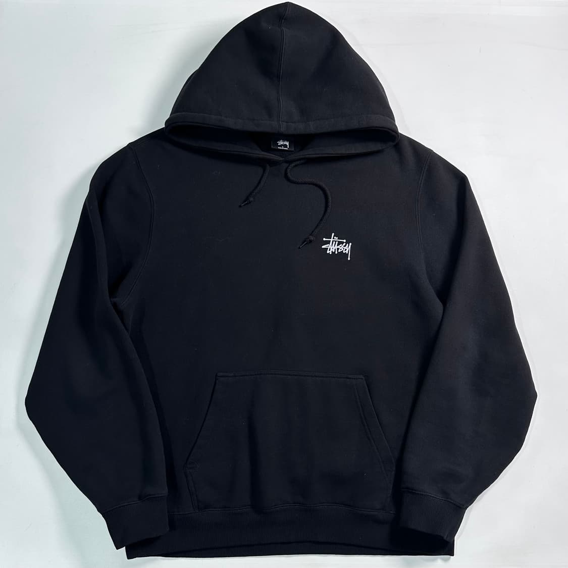 스투시 블랙 스탁로고 후드티  상품이미지1