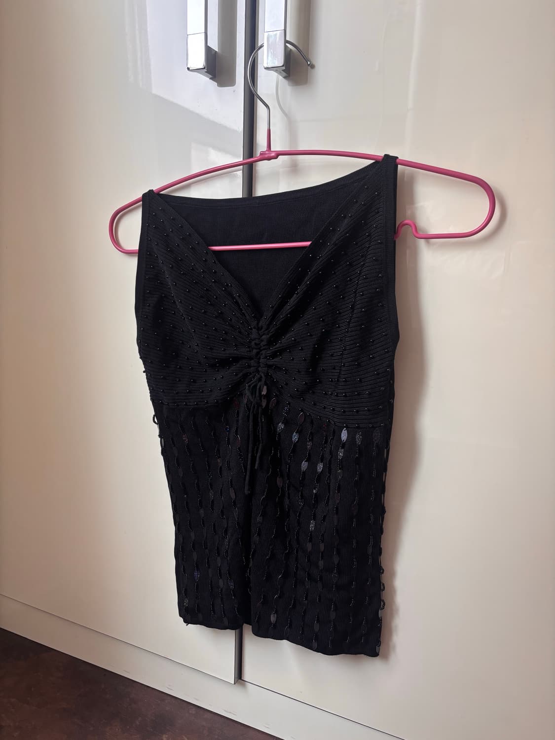 오츠 빈티지 블랙 도트 스팽글 나시 상품이미지2