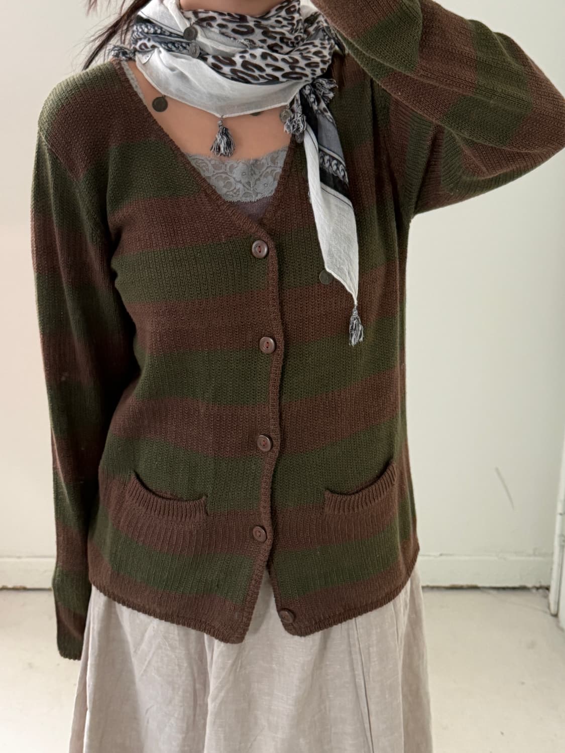 일본빈티지 레오파드 테슬 스카프 상품이미지2