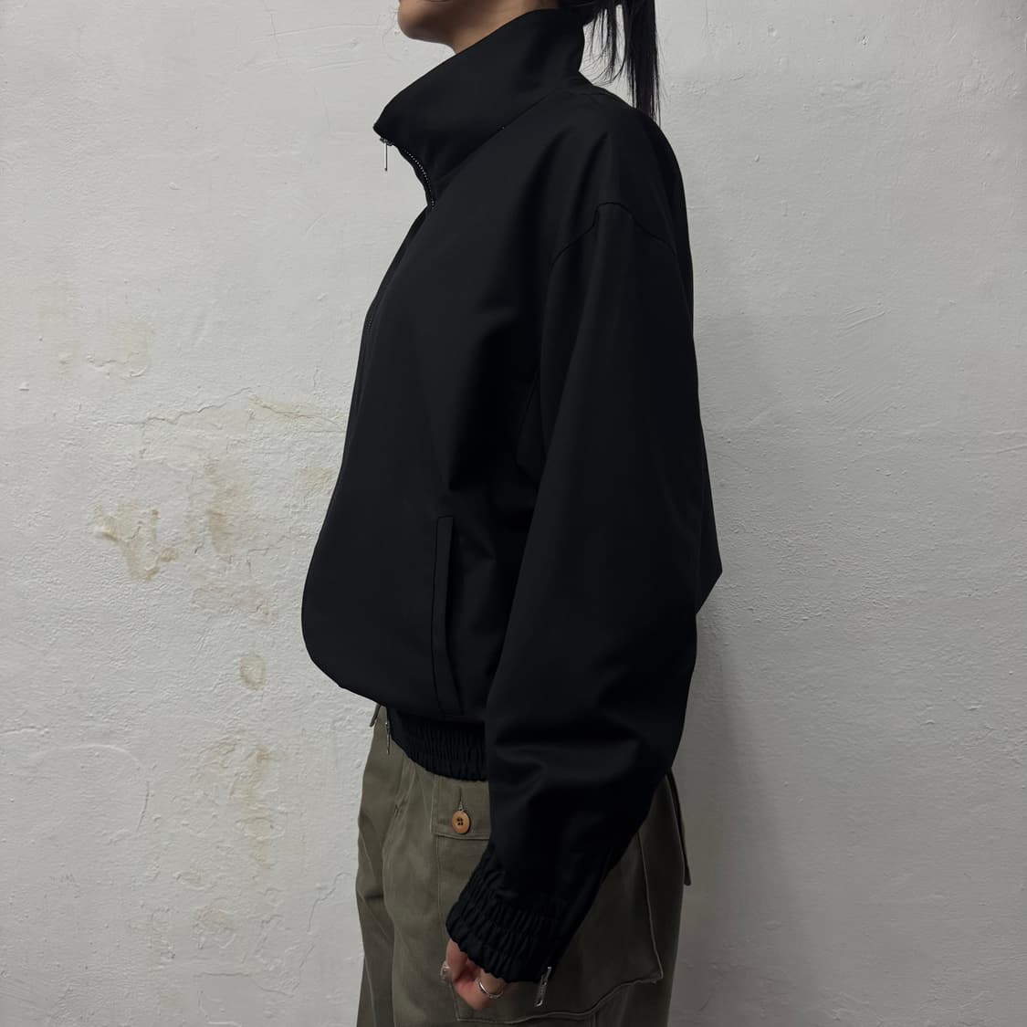 AZUL by moussy 블랙컬러 더블 집업 하이넥 블루종 자켓 상품이미지2