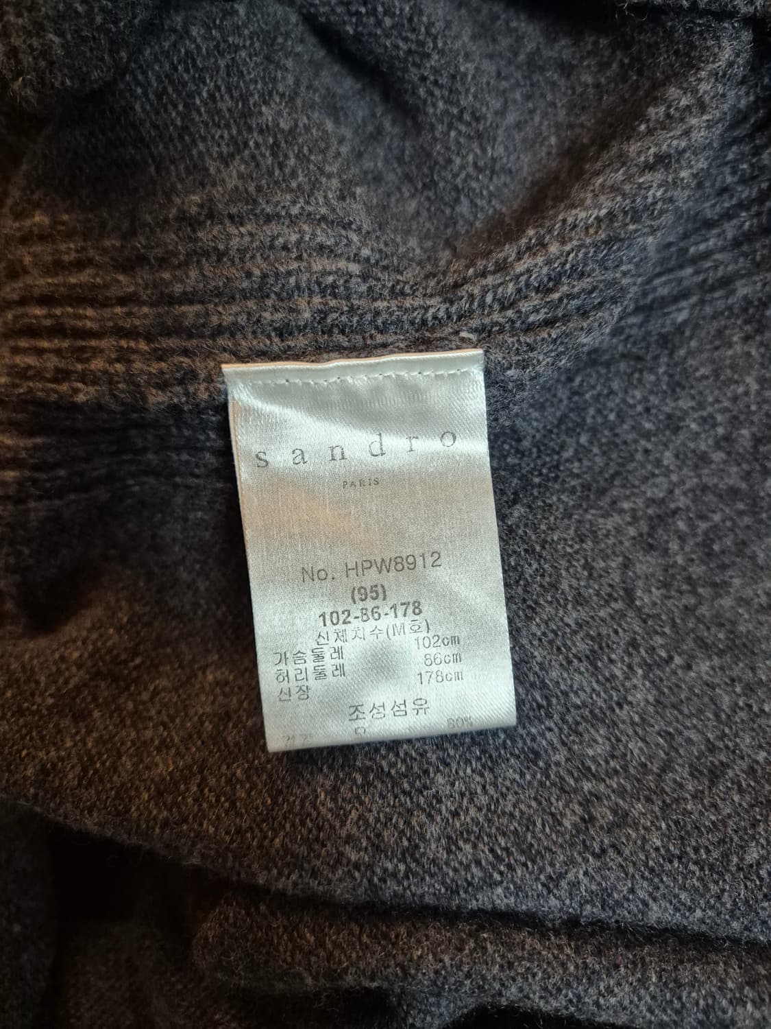 산드로옴므 오버핏 브이넥 울캐시혼방 니트 M 그레이 상품이미지4