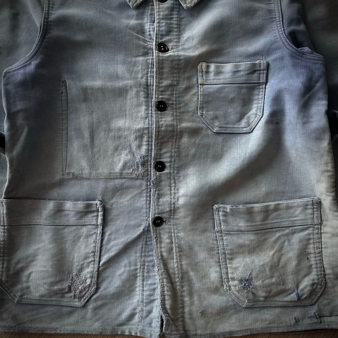 40s French Vintage Moleskin Work Jacket 상품이미지3