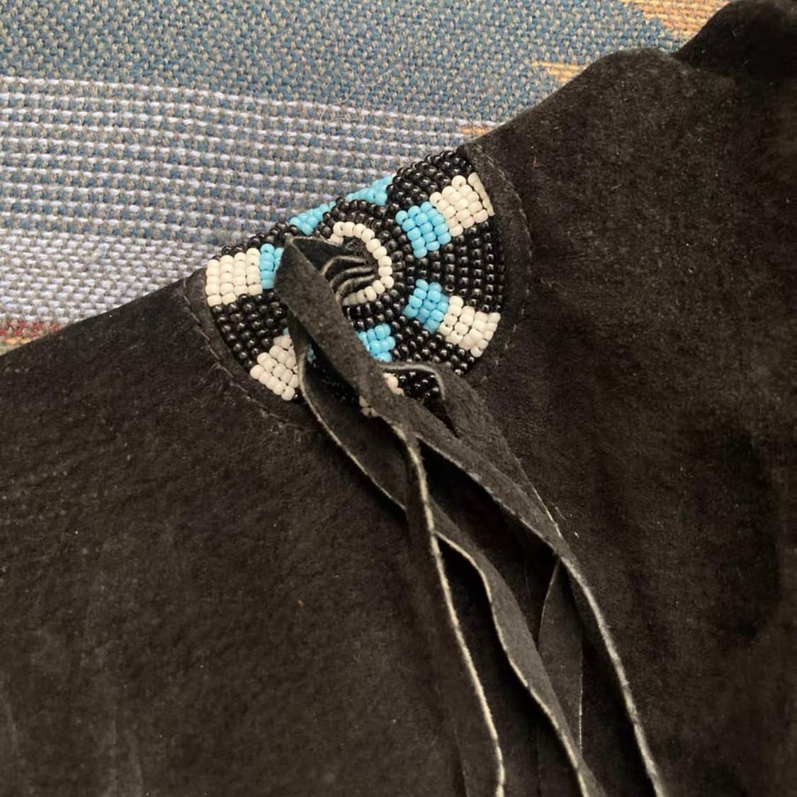 빈티지 인디언 태슬 & 자수 블랙 스웨이드 자켓 상품이미지7