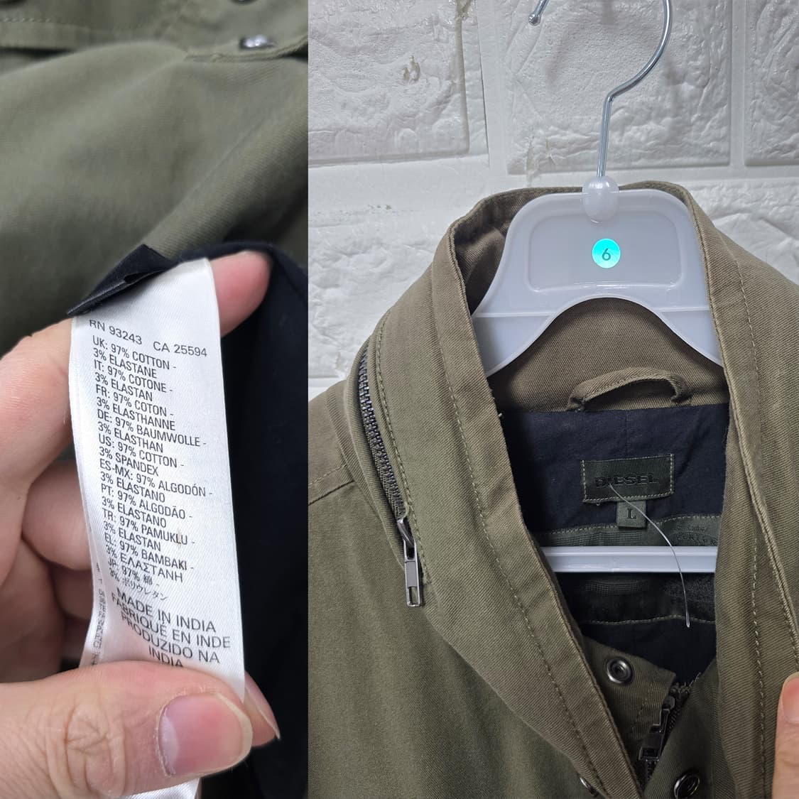 택포) 디젤 카키 야상 점퍼 L 상품이미지2