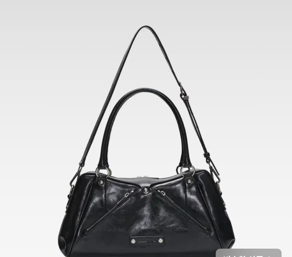 썬번 프로젝트 - Faux Leather M.O.S Bag, BLACK 상품이미지1