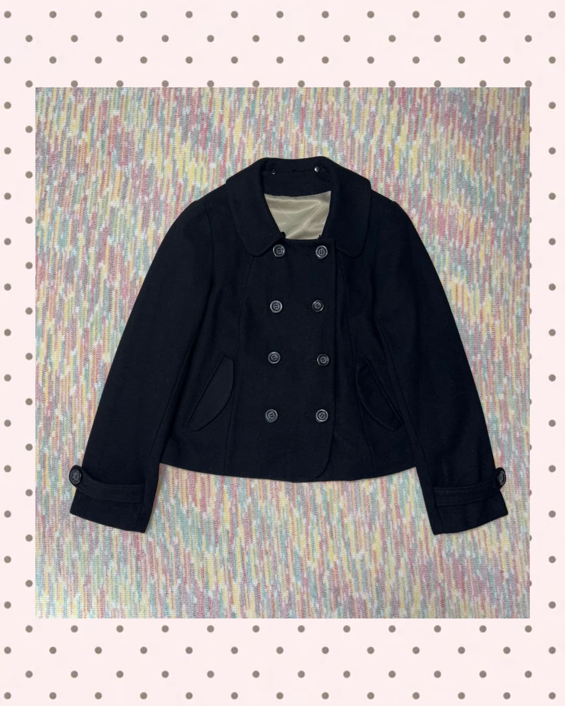 블랙 카라 울혼방 숏코트 상품이미지1