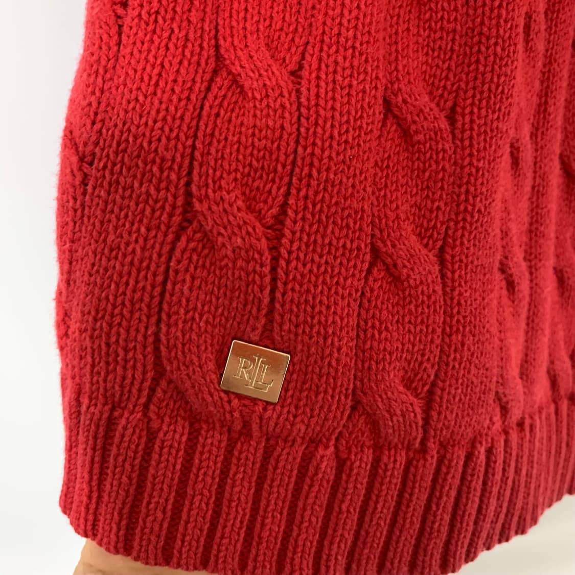 로렌 랄프로렌 빈티지 여성 스웨터 레드 케이블 꽈배기 니트 XL 상품이미지4