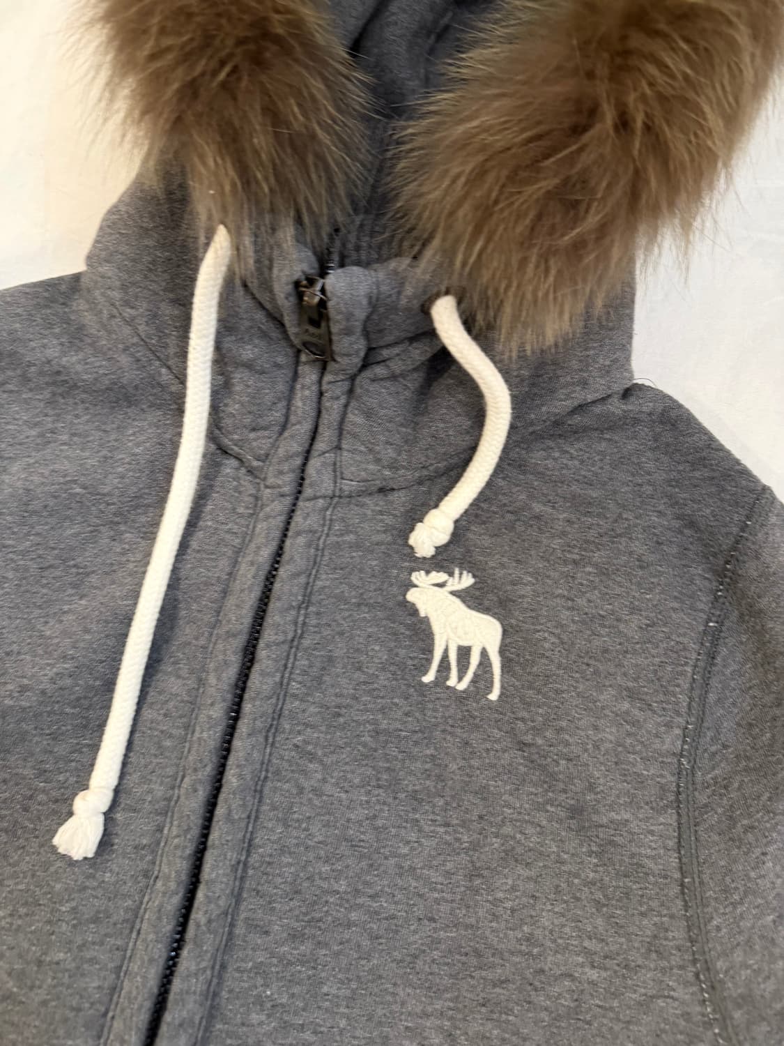 아베크롬비 이중지퍼 울프죠 퍼 후드집업 그레이 상품이미지2