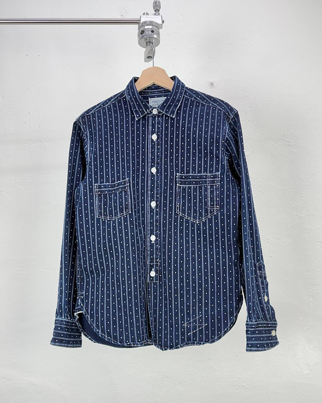 브론슨 와바시 도트 스트라이프 워크 셔츠 상품이미지1