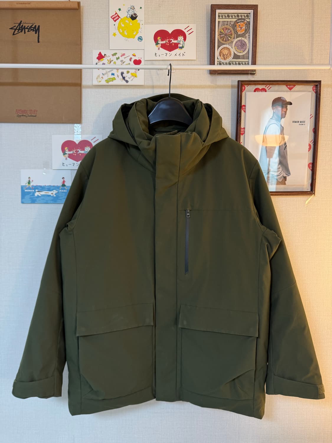 [L]Uniqlo 유니클로 하이브리드 다운 파카 카키 상품이미지1