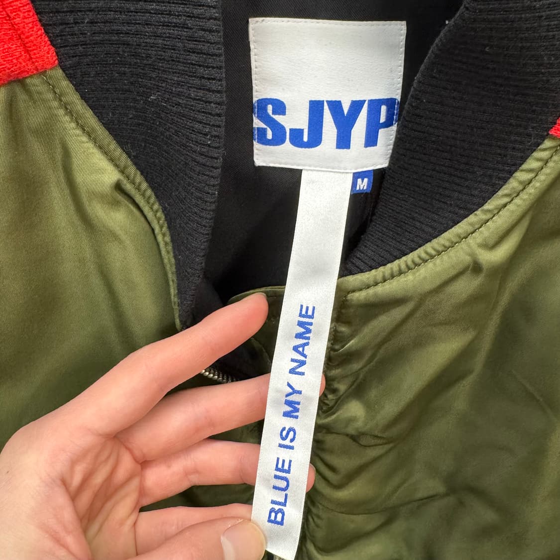 SJYP MA-1 항공점퍼 사이드 스트라이프 배색 포인트 카키 상품이미지5