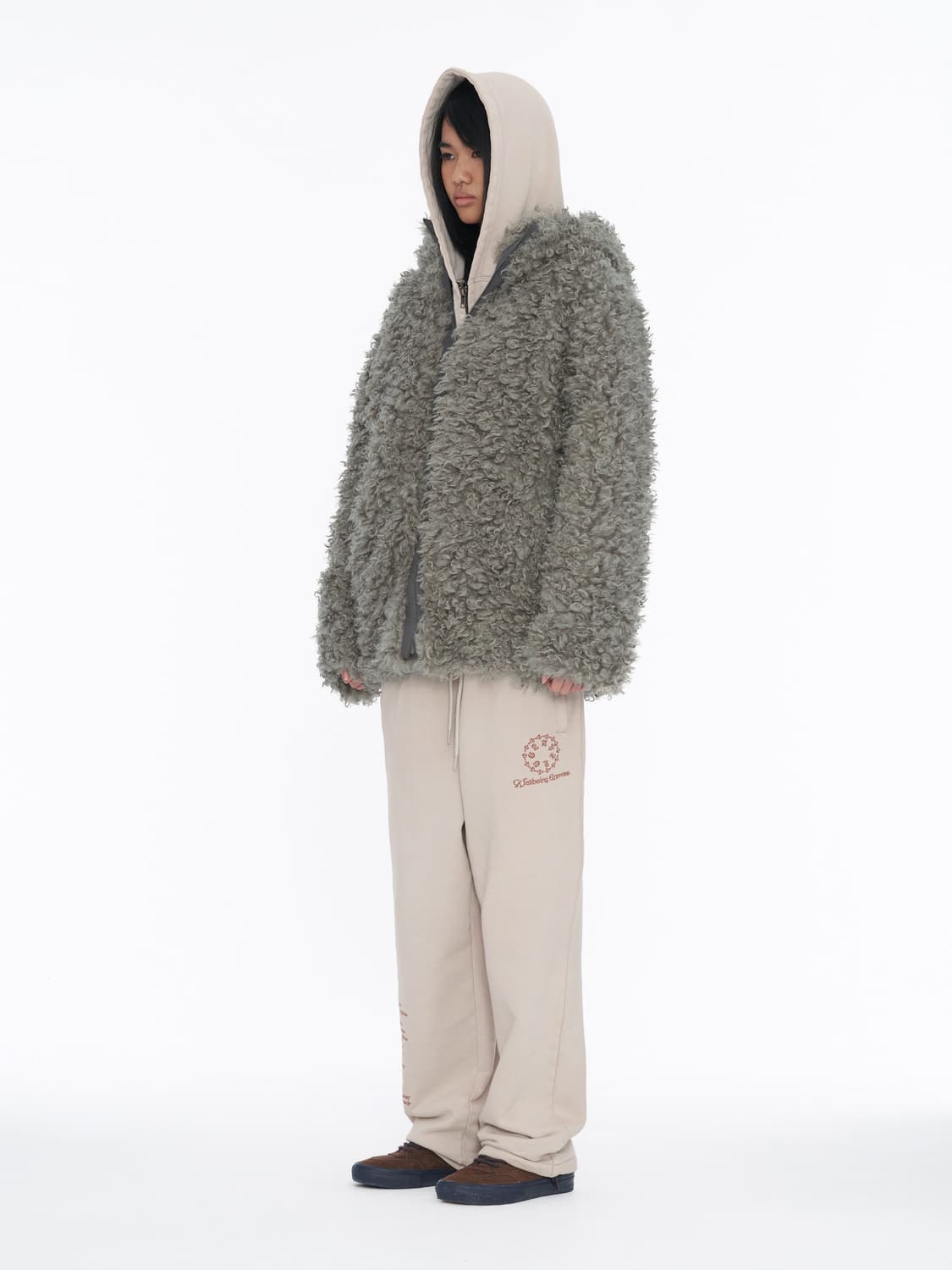 wellbeing express 시어링 자켓 퍼자켓 m 그레이 상품이미지6