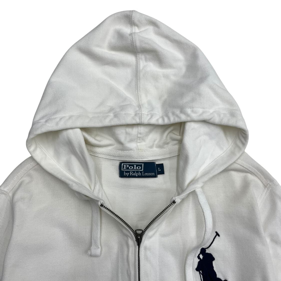 폴로 랄프로렌 네이비 빅포니 화이트 후드집업 L 상품이미지5