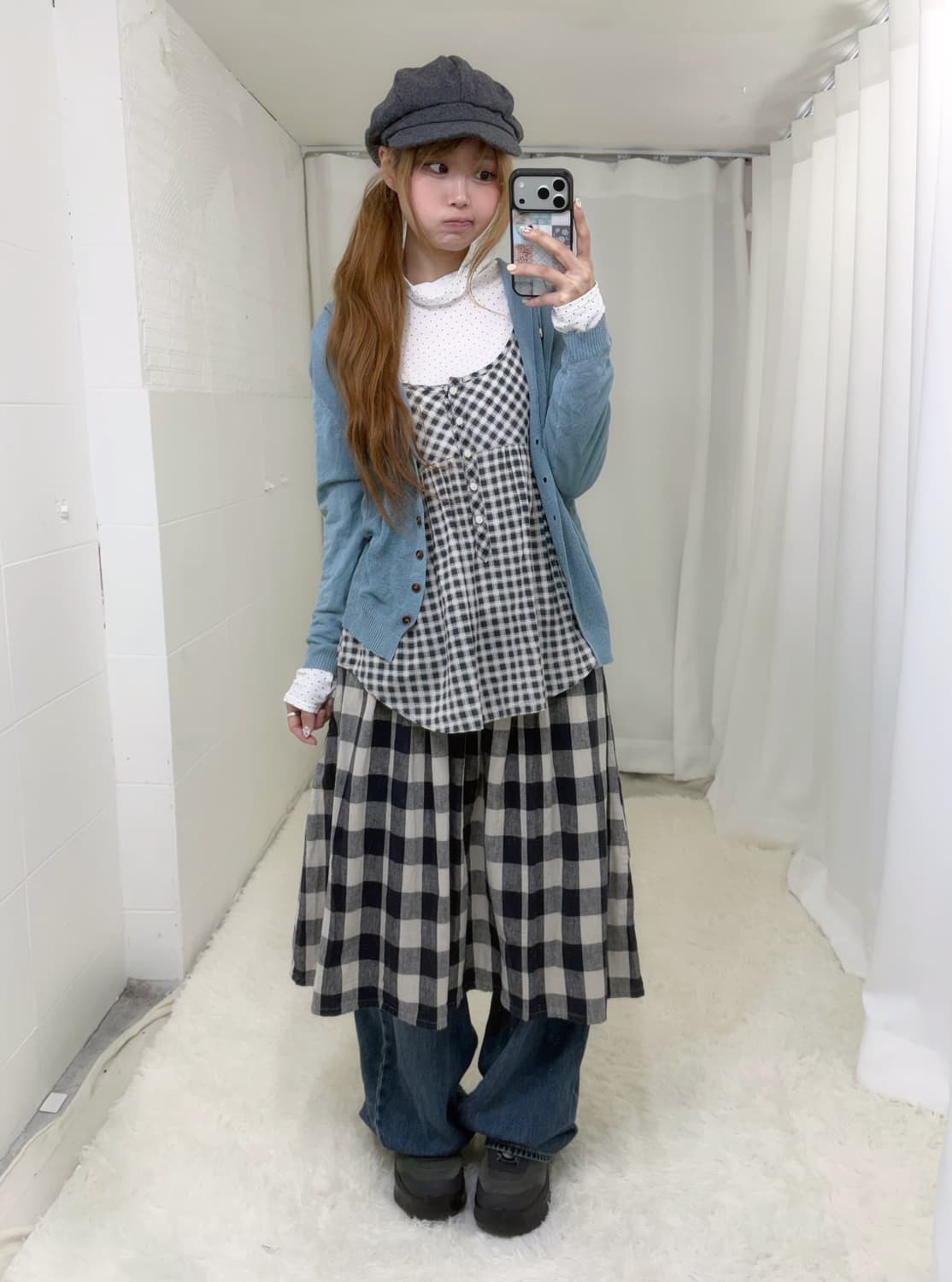 너드 모리걸 하구미 체크 봄 코디세트 상품이미지1