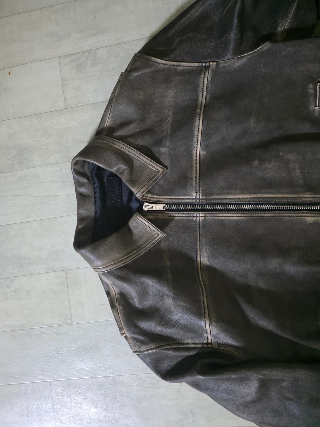 느와르라르메스  디스트레스드 레더 자켓 46 상품이미지4