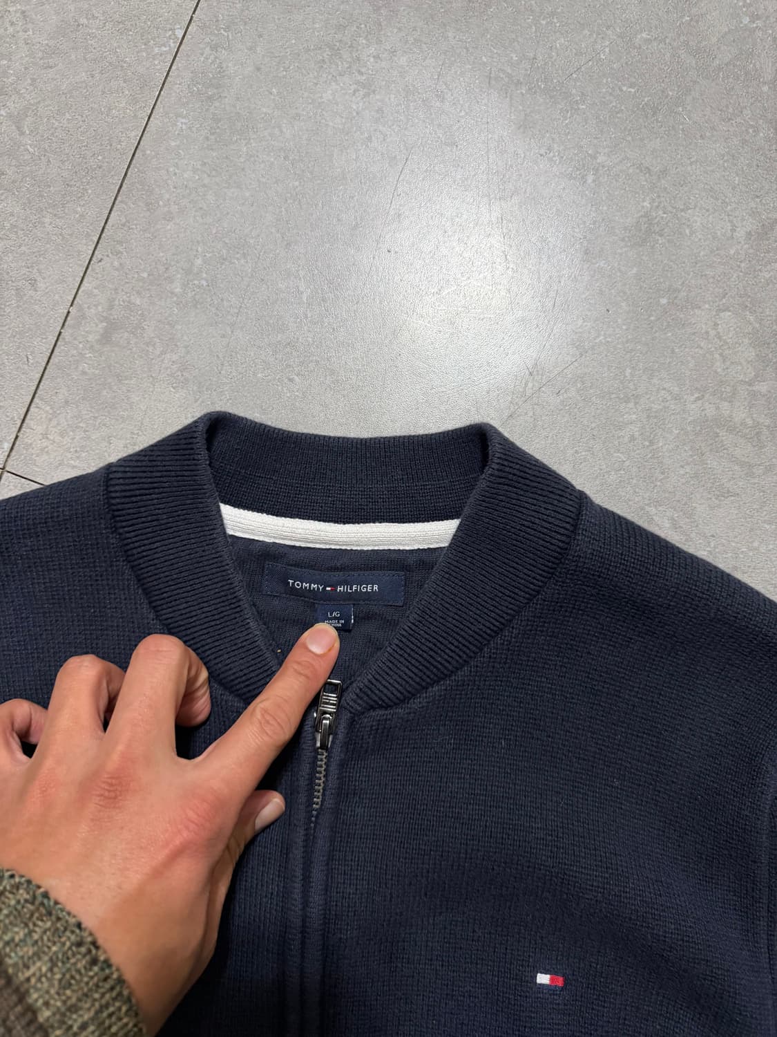 타미힐피거  네이비컬러 빈티지  코튼  니트 풀집업 자켓 95 size  상품이미지2