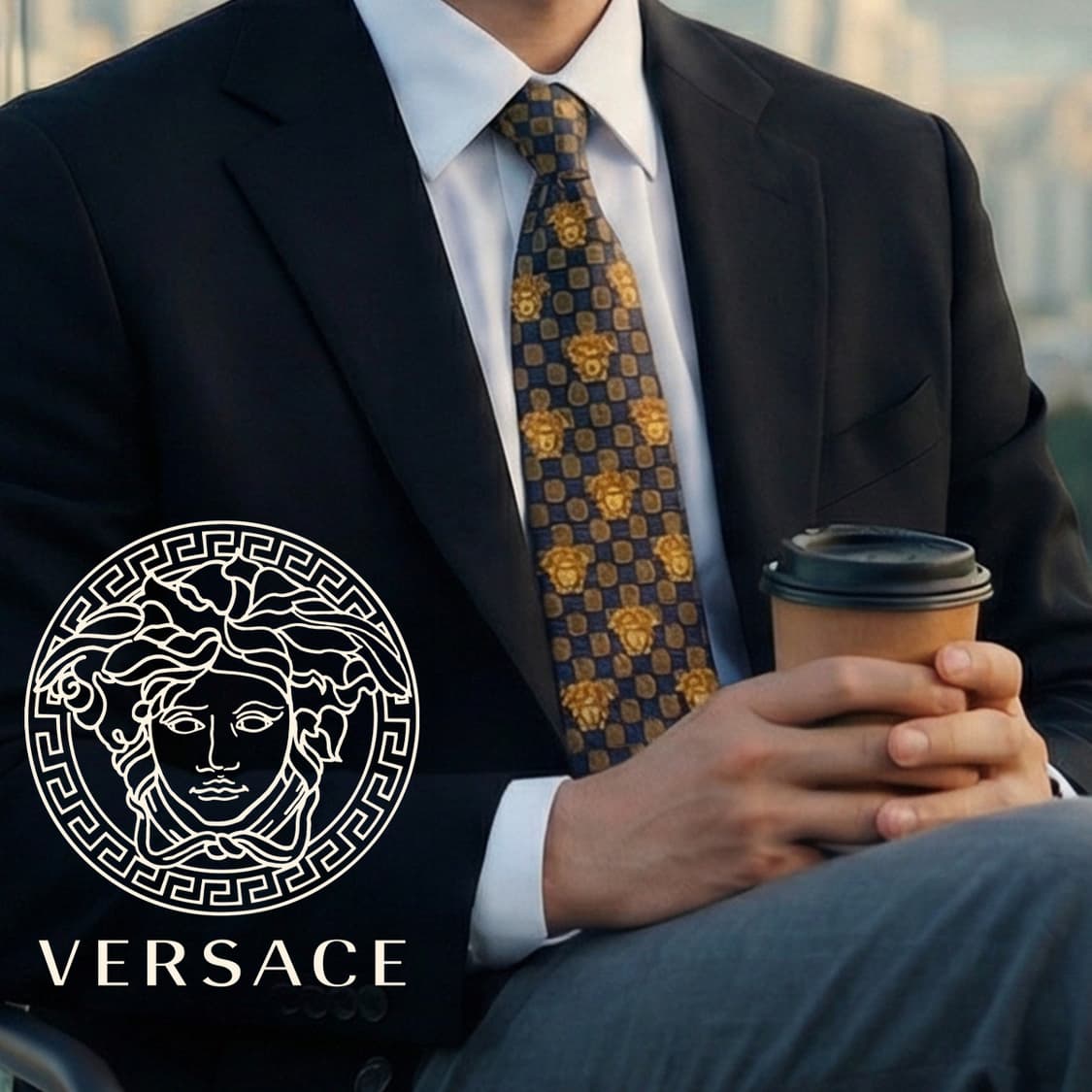 베르사체 실크 메두사 올오버 패턴 넥타이 9.7cm A등급 a19711 상품이미지1