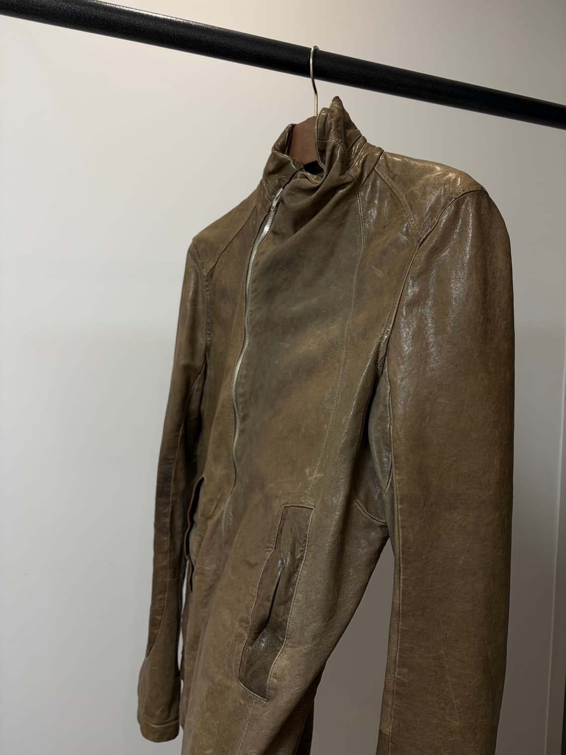 (100) System 시스템 사선 락시크 양가죽 자켓 상품이미지3