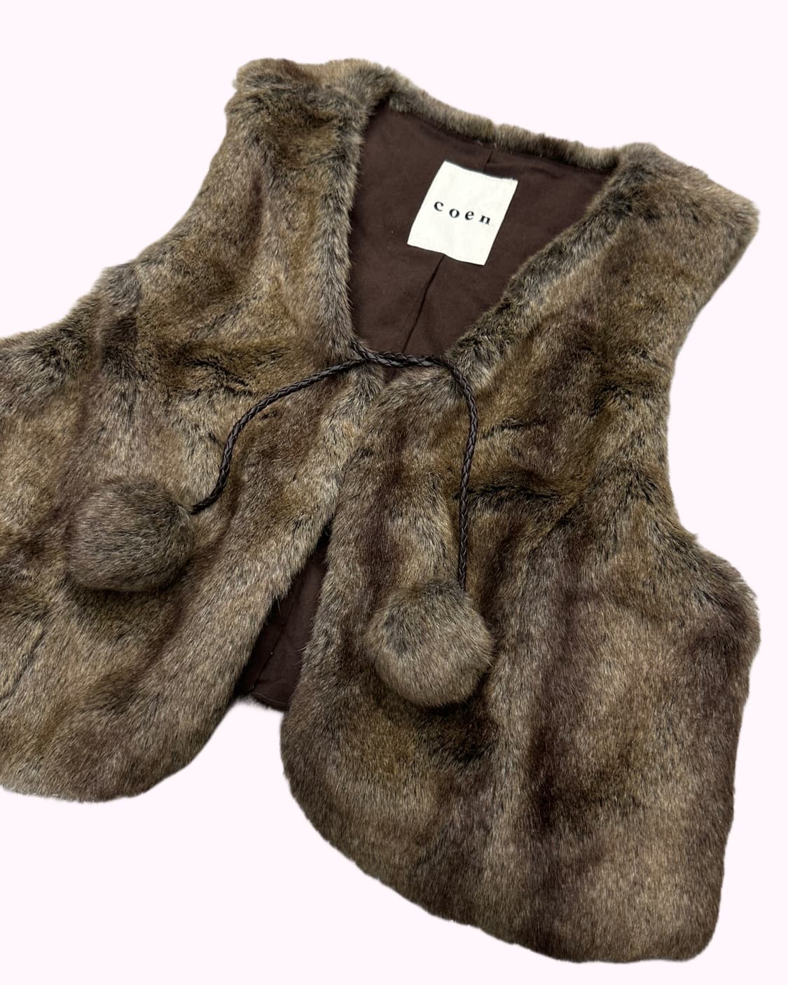 brown fur pompom vest 상품이미지3