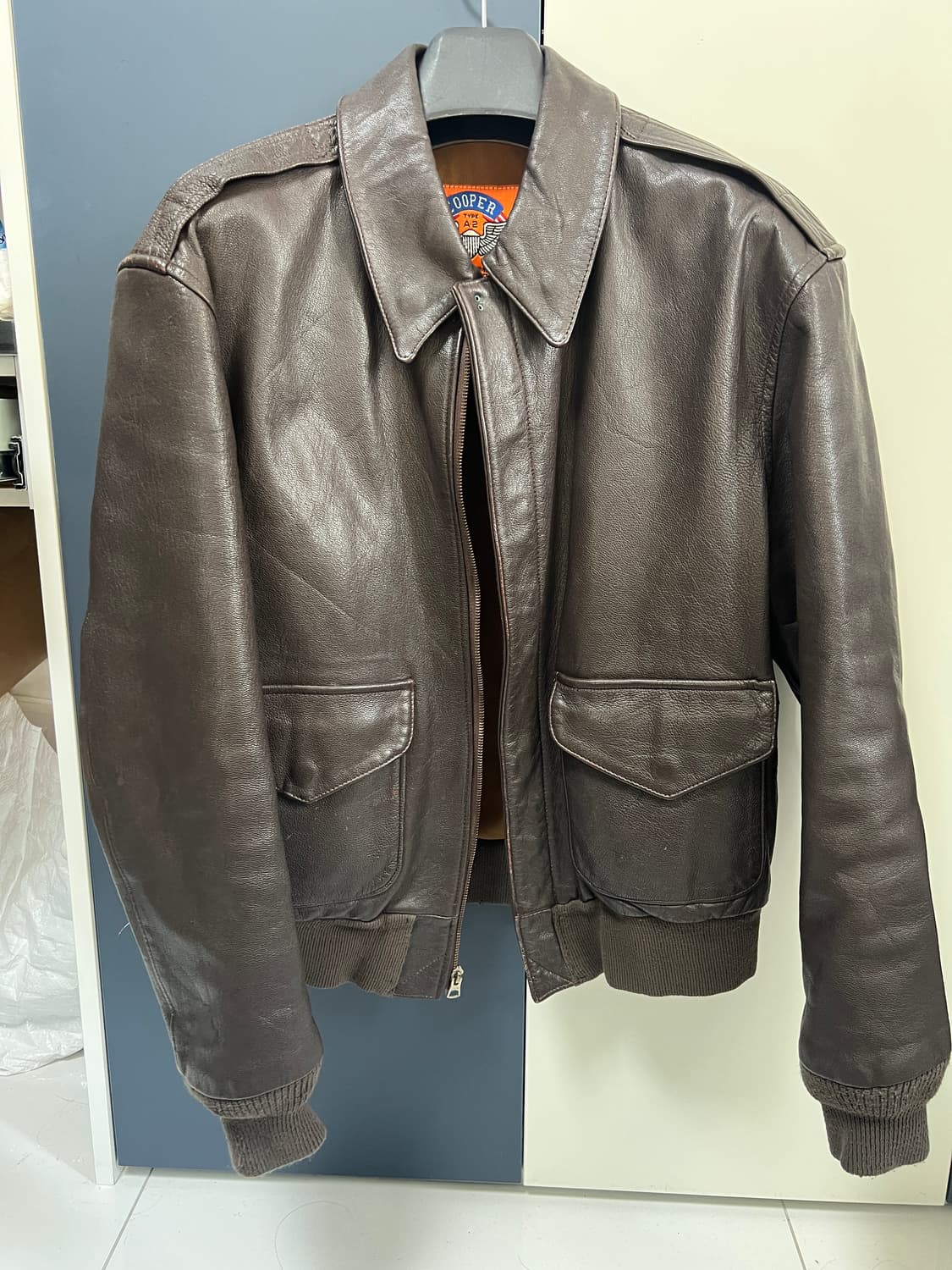 택포25) 쿠퍼 Cooper A-2 자켓 고트스킨 38R 상품이미지3