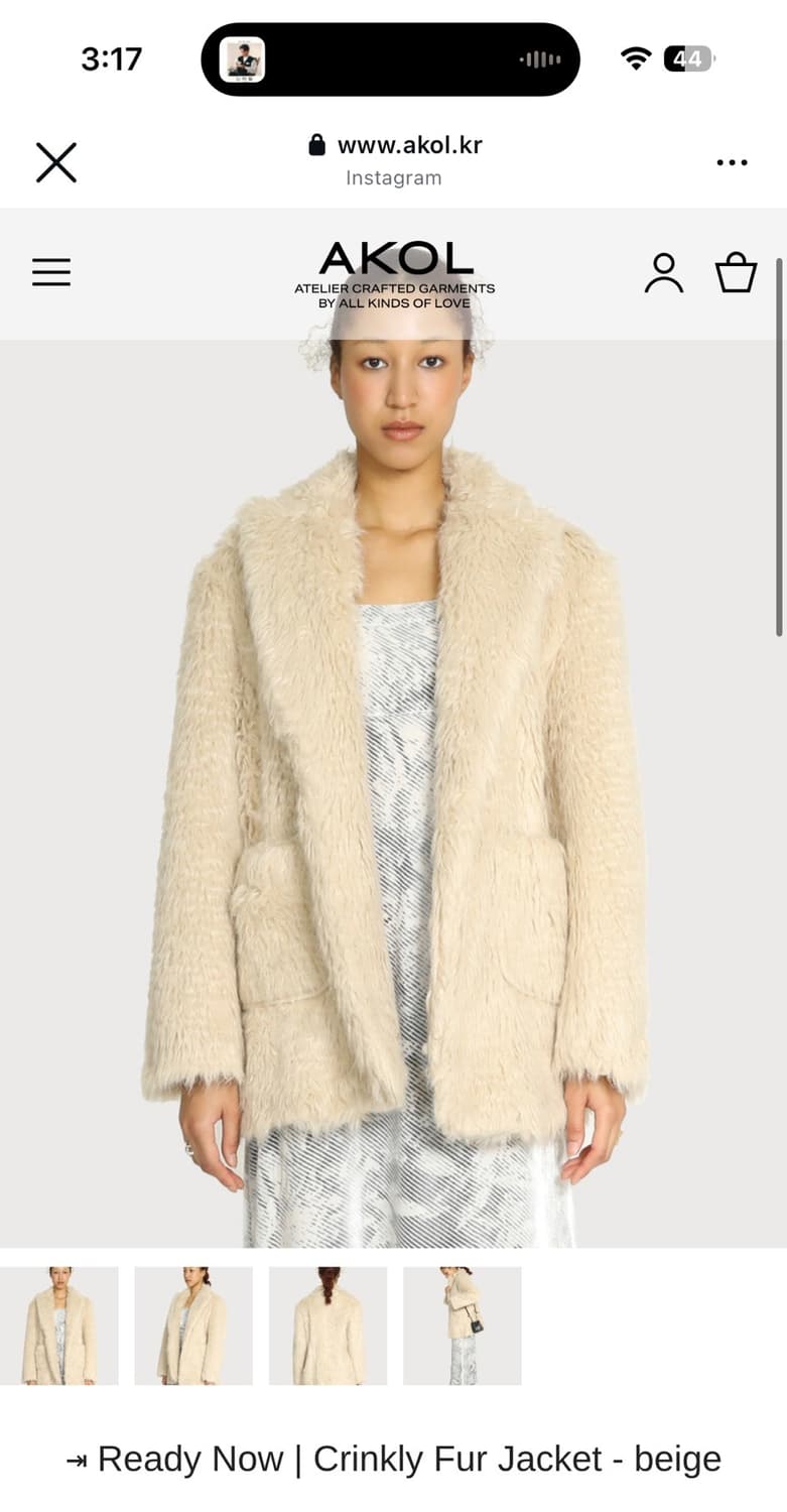 akol 아콜 CRINKLY FUR JACKET - BEIGE 상품이미지1