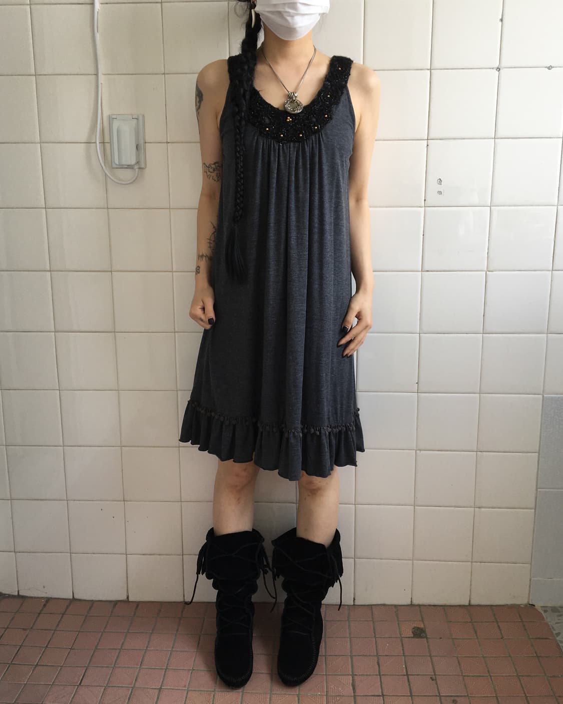 Crochet pom pom point sleeveless onepiec 상품이미지7