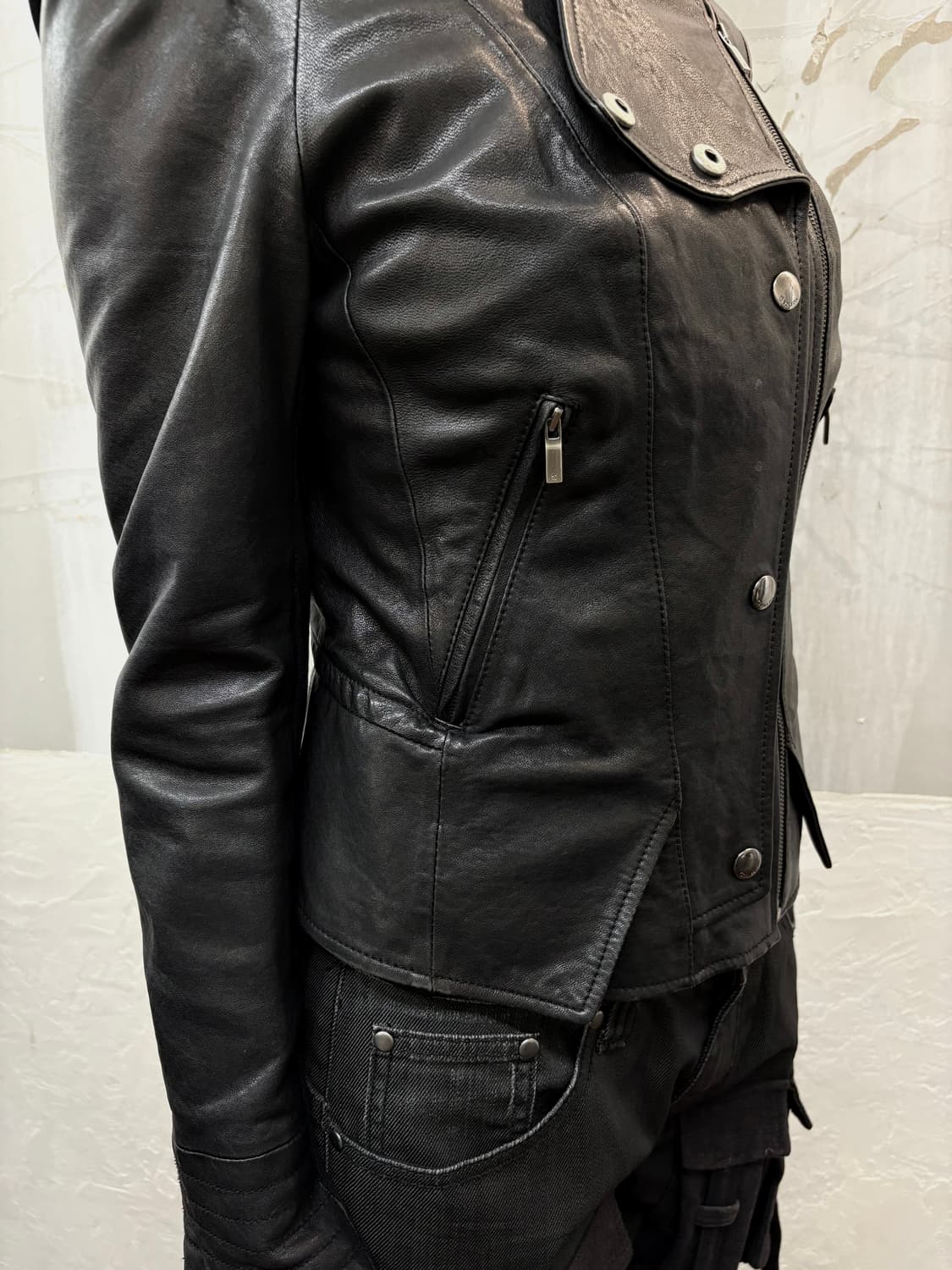 high-neck button sheepskin jacket 상품이미지3