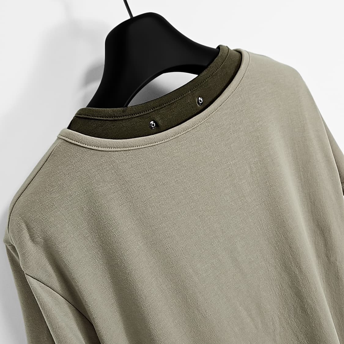 Koga 이브 레이어드 헨리넥 하프 슬리브  (sage green) 상품이미지6