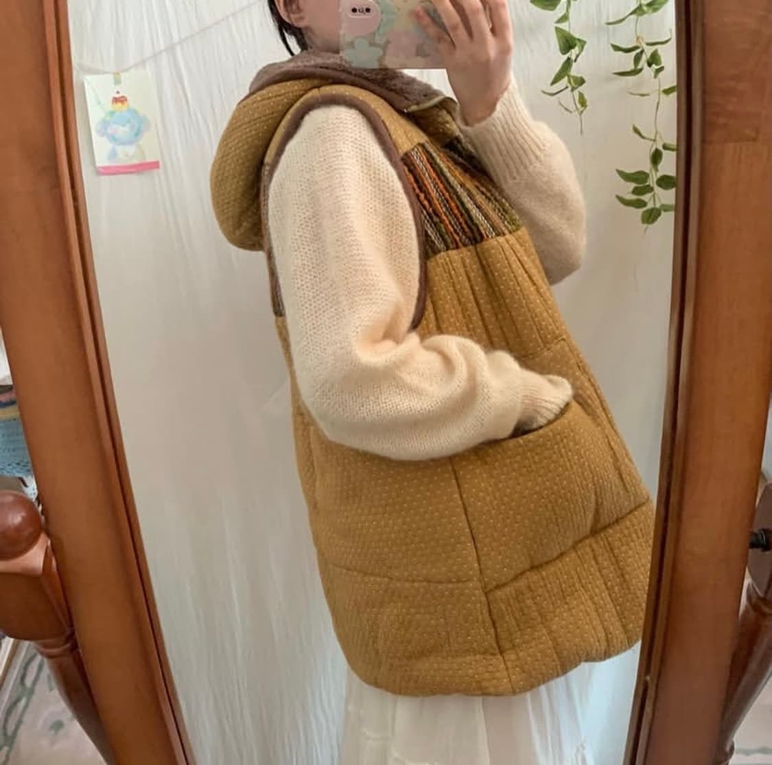 도트 히피 양털 조끼 상품이미지3