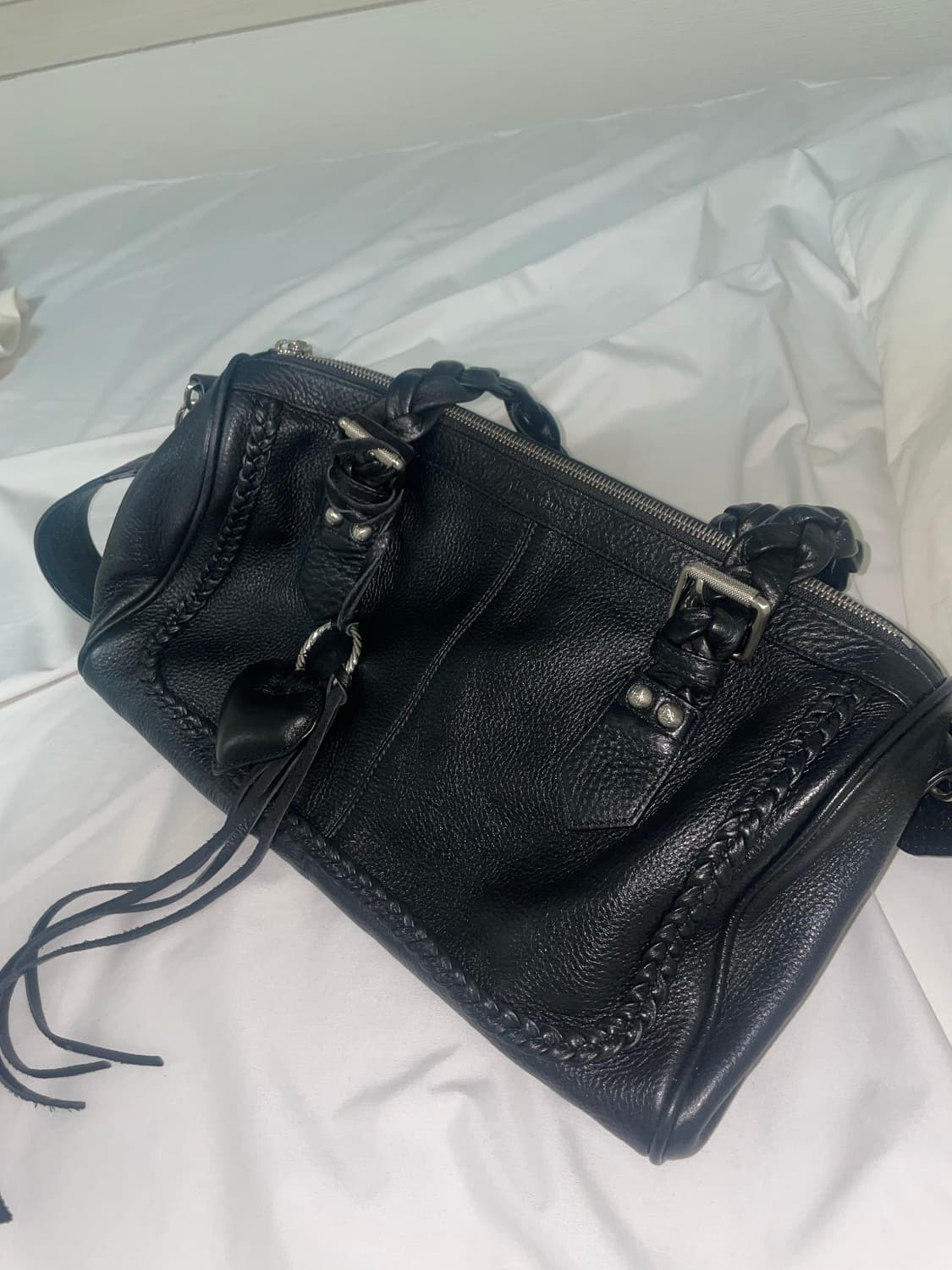 쓰리타임즈 브레이드 백 braid bag (black)  상품이미지1